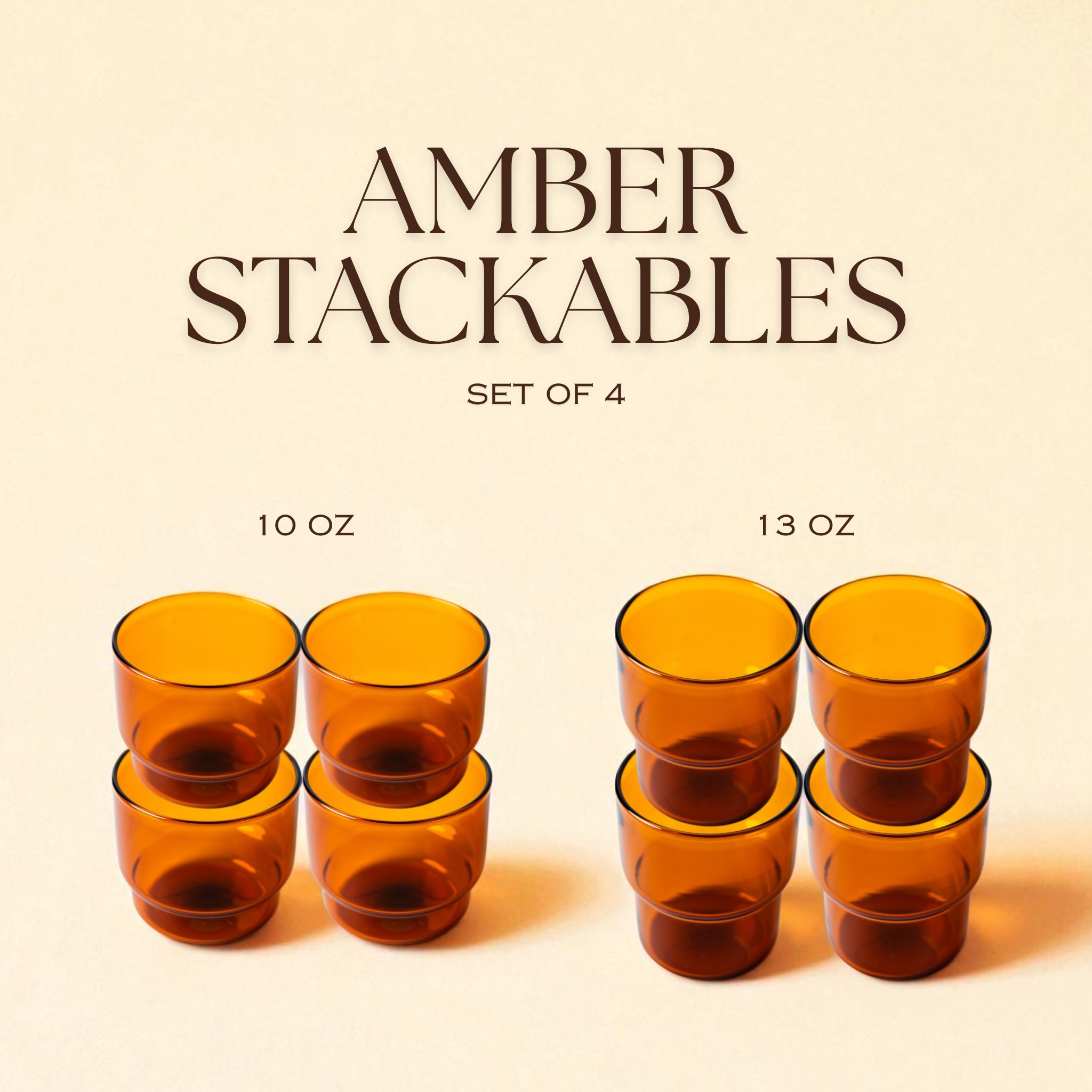 Stackable Colorful Glasses (Amber)
