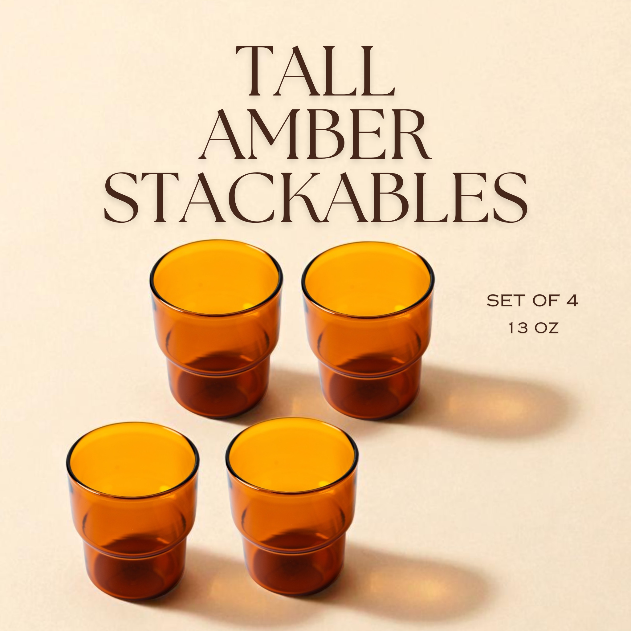 Stackable Colorful Glasses (Amber)