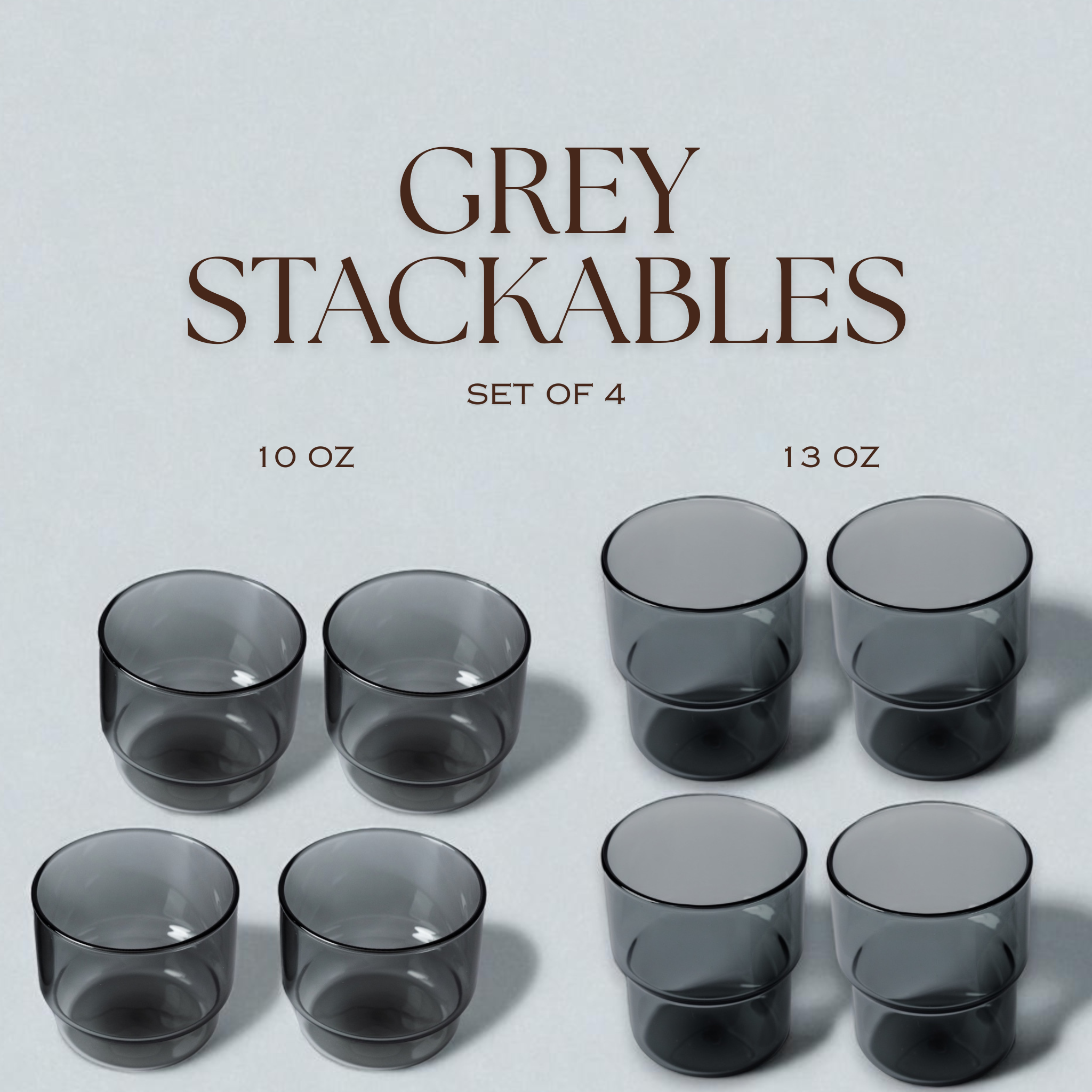 Stackable Colorful Glasses (Grey)