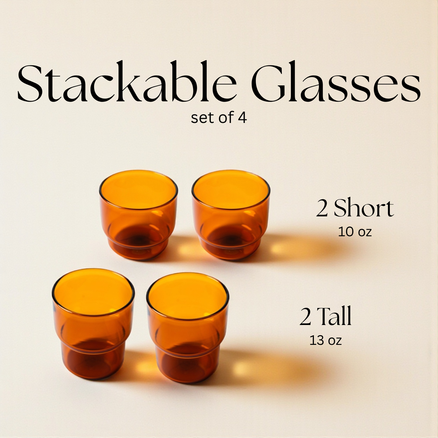 Stackable Colorful Glasses (Amber)